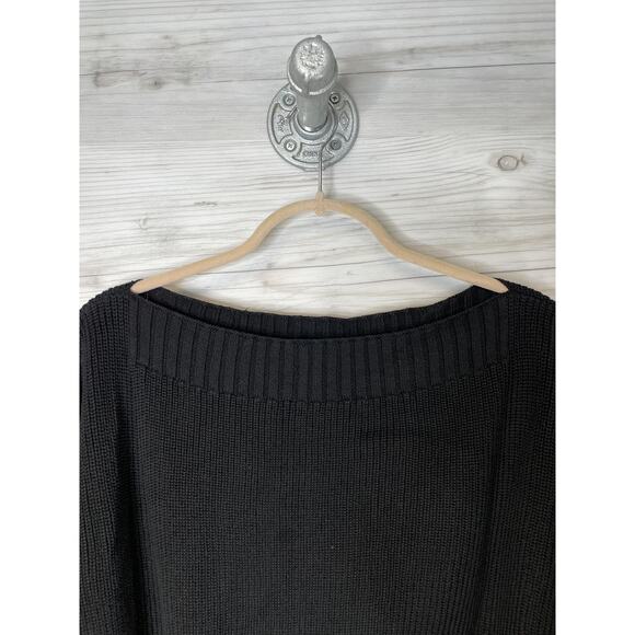 Saint + Sofia Sweater Womens Medium Black Boat Neck Organic Cotton Pullover - Picture 2 of 10